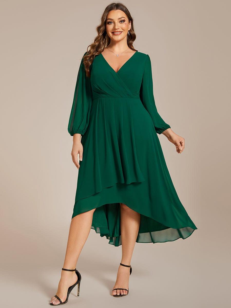 ever BRIAR|Elegant 3/4 Sleeve V-Neck High Low Chiffon Wedding Guest Dress