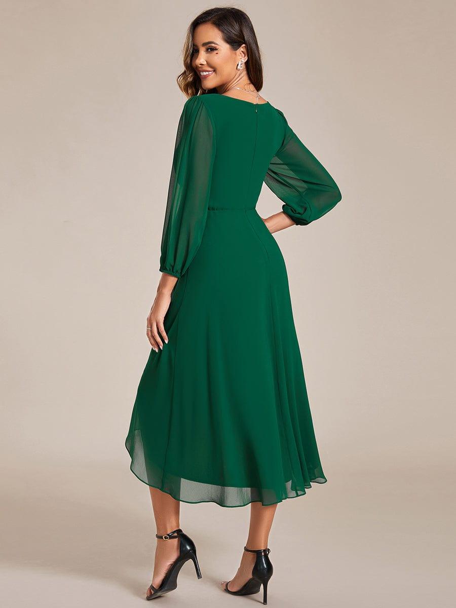 ever BRIAR|Elegant 3/4 Sleeve V-Neck High Low Chiffon Wedding Guest Dress