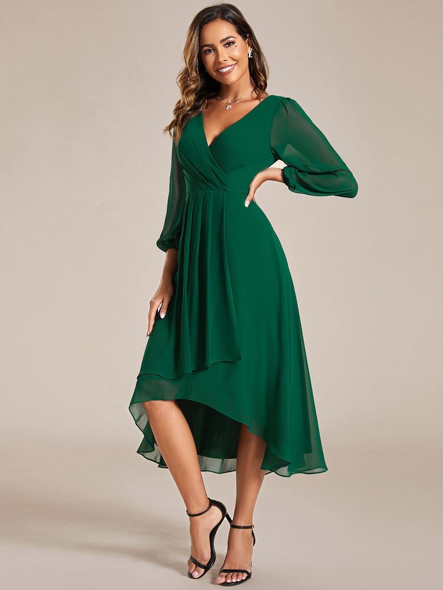 ever BRIAR|Elegant 3/4 Sleeve V-Neck High Low Chiffon Wedding Guest Dress