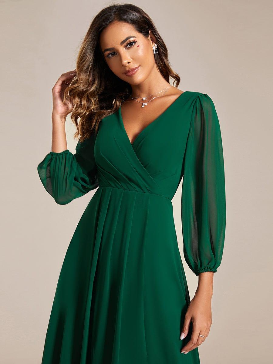ever BRIAR|Elegant 3/4 Sleeve V-Neck High Low Chiffon Wedding Guest Dress
