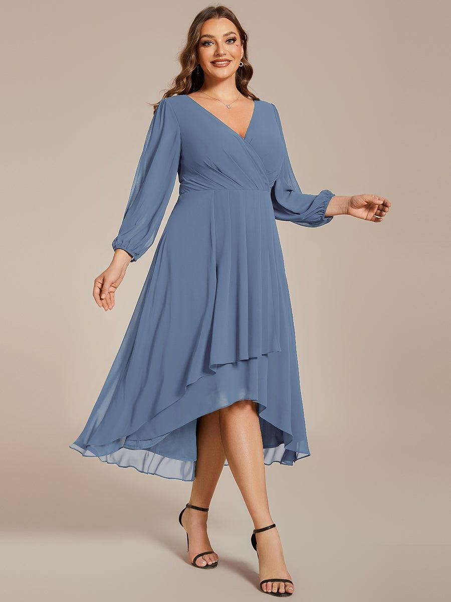ever BRIAR|Elegant 3/4 Sleeve V-Neck High Low Chiffon Wedding Guest Dress