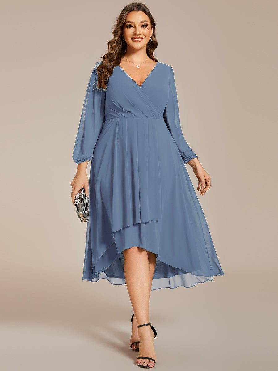 ever BRIAR|Elegant 3/4 Sleeve V-Neck High Low Chiffon Wedding Guest Dress