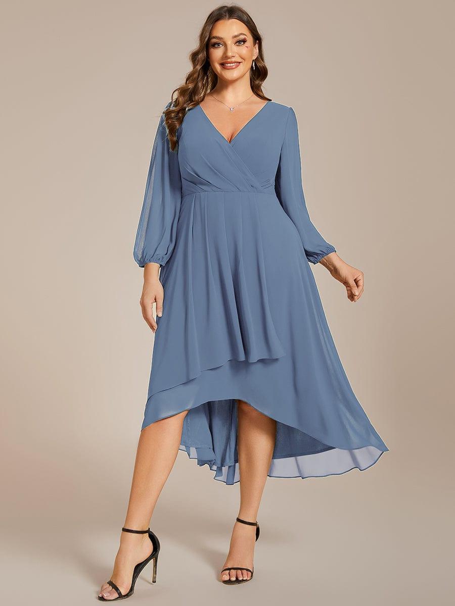 ever BRIAR|Elegant 3/4 Sleeve V-Neck High Low Chiffon Wedding Guest Dress