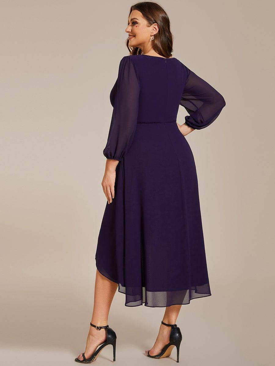 ever BRIAR|Elegant 3/4 Sleeve V-Neck High Low Chiffon Wedding Guest Dress