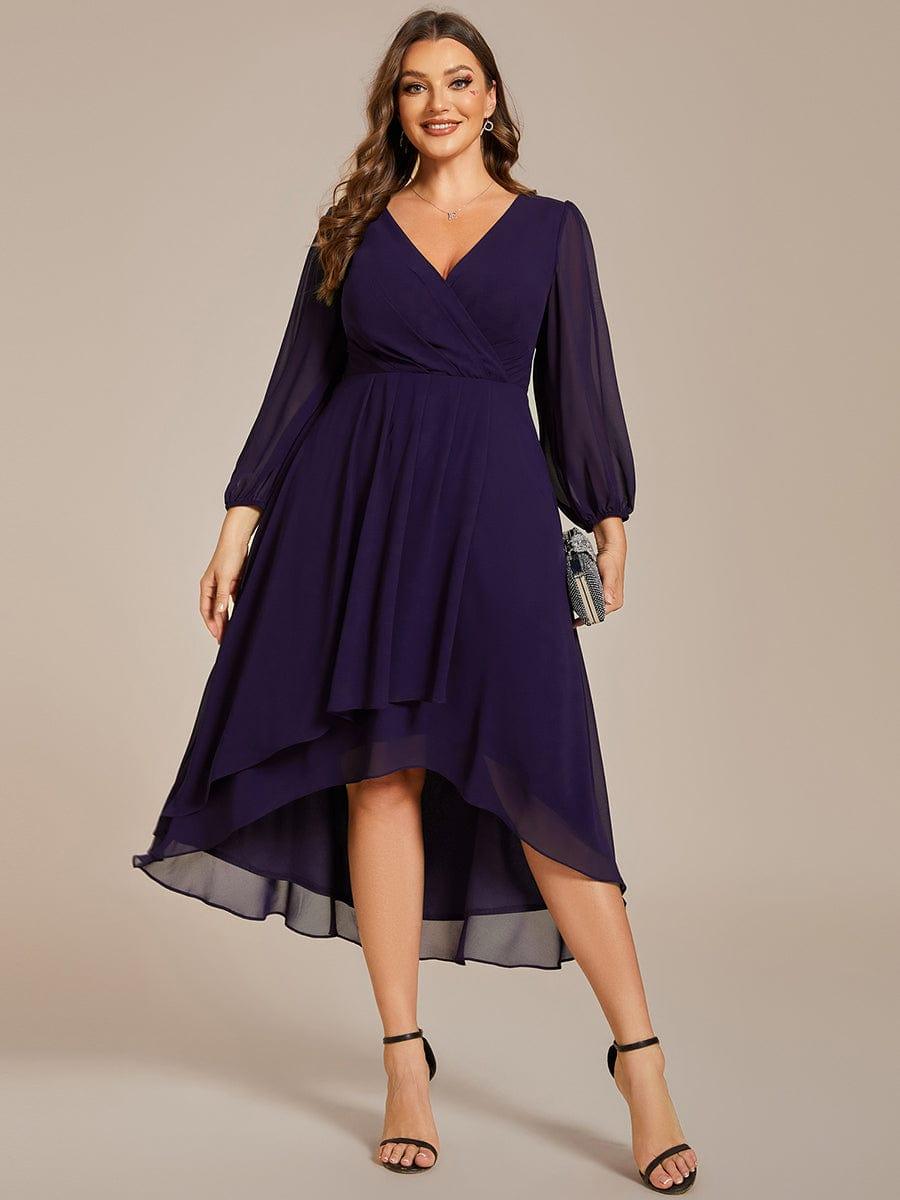 ever BRIAR|Elegant 3/4 Sleeve V-Neck High Low Chiffon Wedding Guest Dress