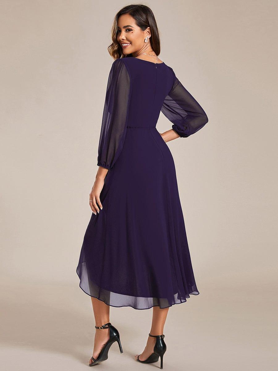 ever BRIAR|Elegant 3/4 Sleeve V-Neck High Low Chiffon Wedding Guest Dress