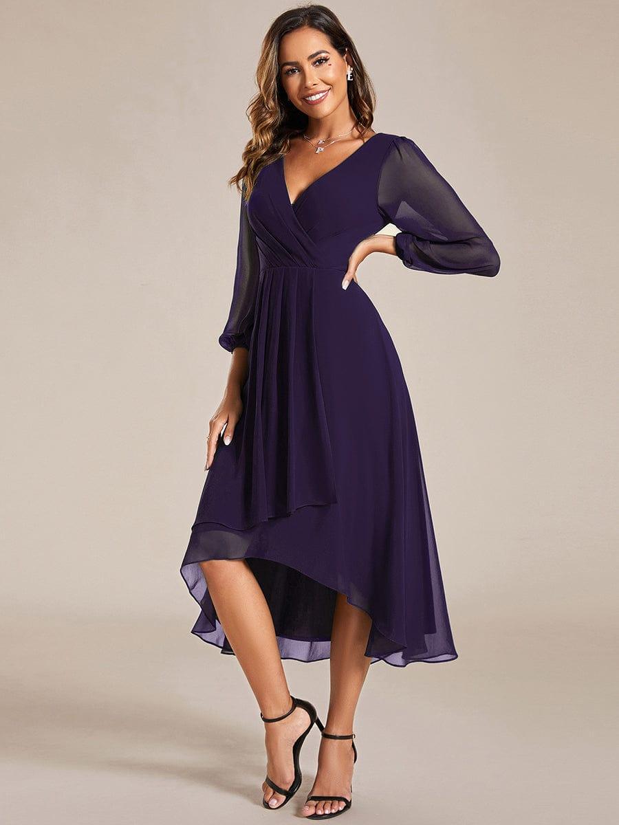 ever BRIAR|Elegant 3/4 Sleeve V-Neck High Low Chiffon Wedding Guest Dress