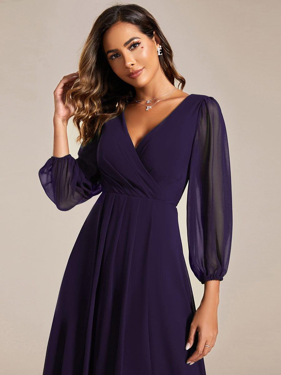 ever BRIAR|Elegant 3/4 Sleeve V-Neck High Low Chiffon Wedding Guest Dress