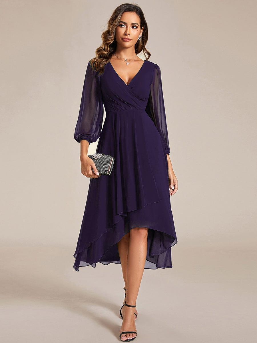 ever BRIAR|Elegant 3/4 Sleeve V-Neck High Low Chiffon Wedding Guest Dress
