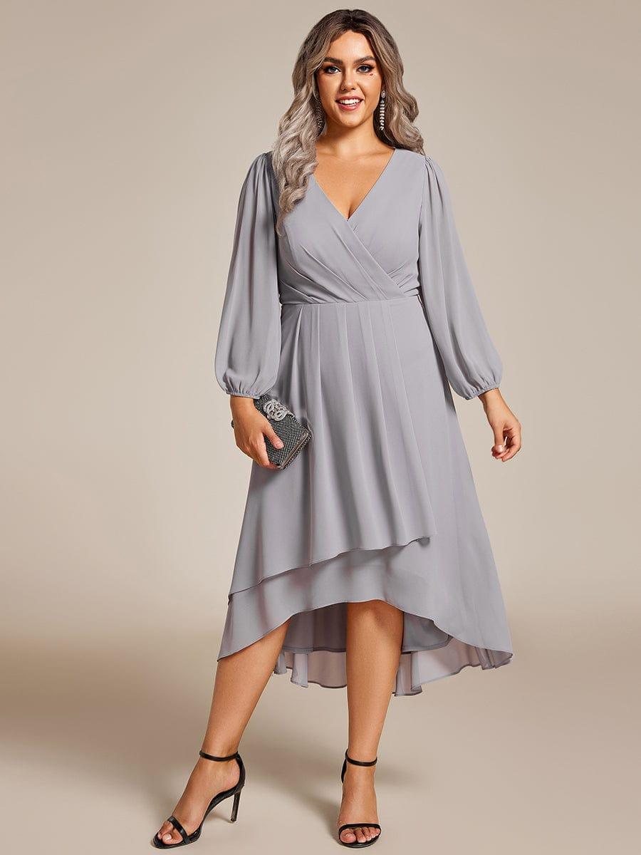 ever BRIAR|Elegant 3/4 Sleeve V-Neck High Low Chiffon Wedding Guest Dress
