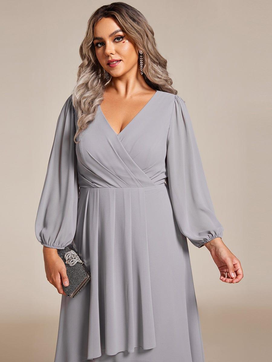 ever BRIAR|Elegant 3/4 Sleeve V-Neck High Low Chiffon Wedding Guest Dress