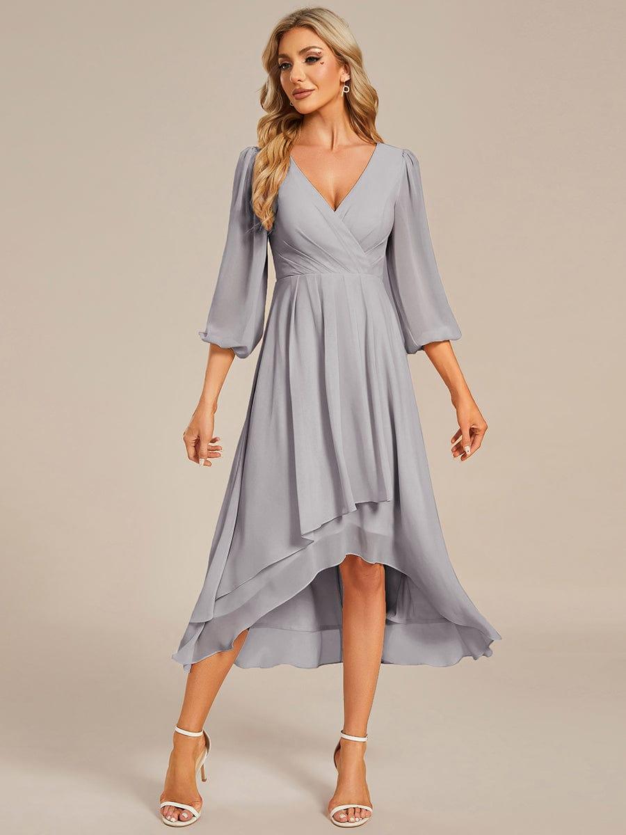 ever BRIAR|Elegant 3/4 Sleeve V-Neck High Low Chiffon Wedding Guest Dress