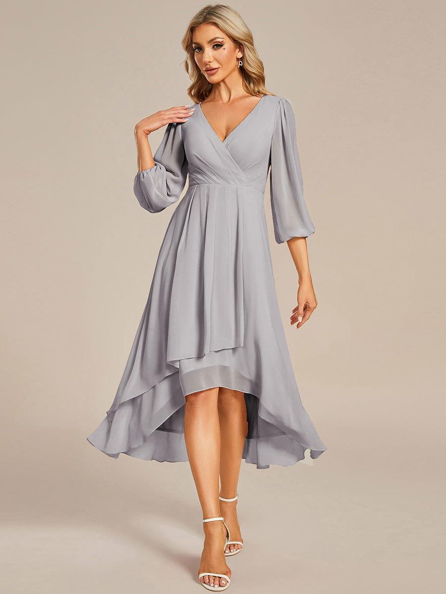 ever BRIAR|Elegant 3/4 Sleeve V-Neck High Low Chiffon Wedding Guest Dress