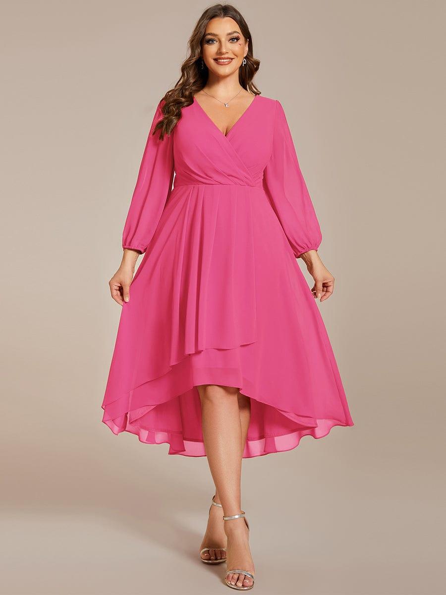 ever BRIAR|Elegant 3/4 Sleeve V-Neck High Low Chiffon Wedding Guest Dress