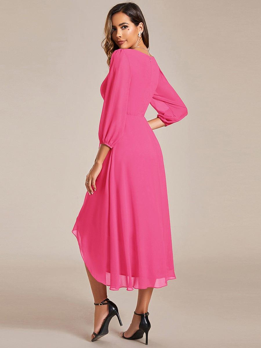 ever BRIAR|Elegant 3/4 Sleeve V-Neck High Low Chiffon Wedding Guest Dress