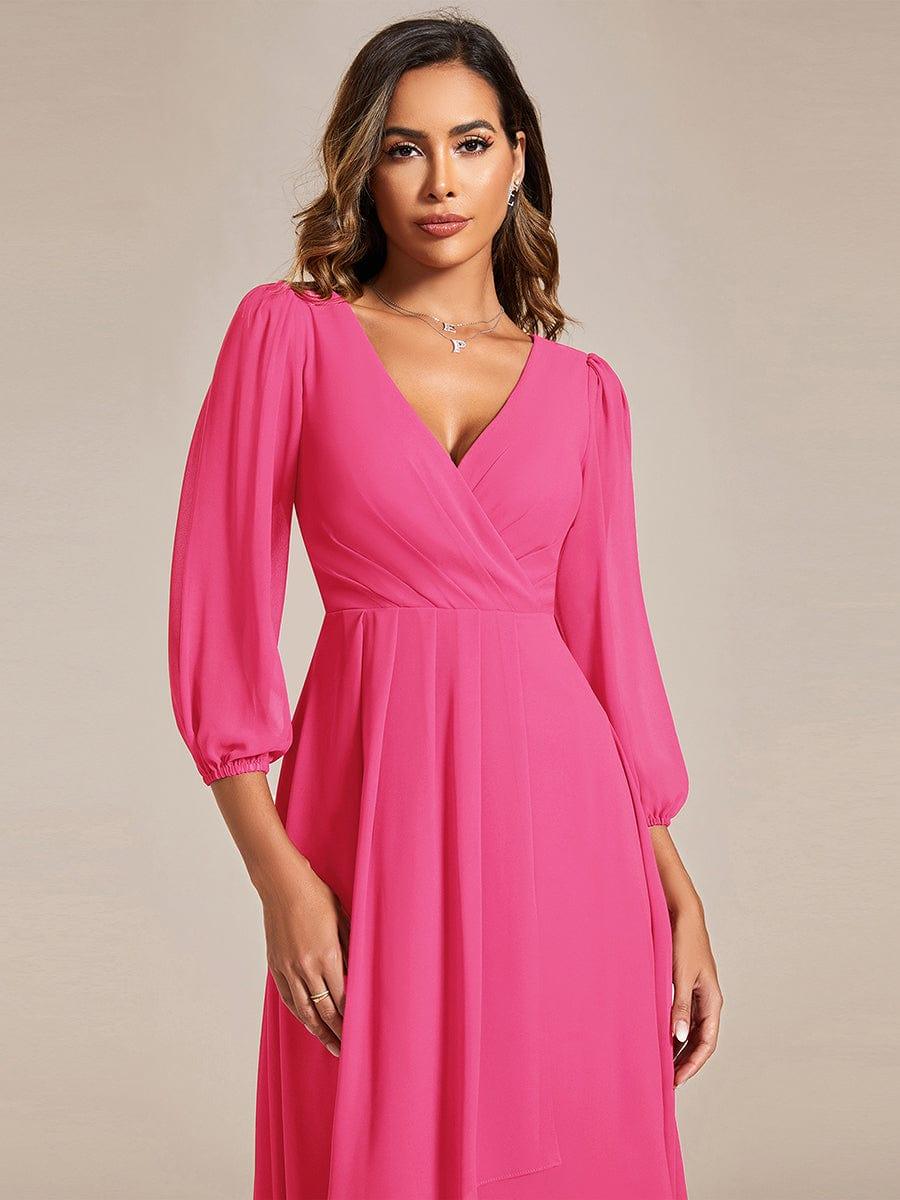 ever BRIAR|Elegant 3/4 Sleeve V-Neck High Low Chiffon Wedding Guest Dress