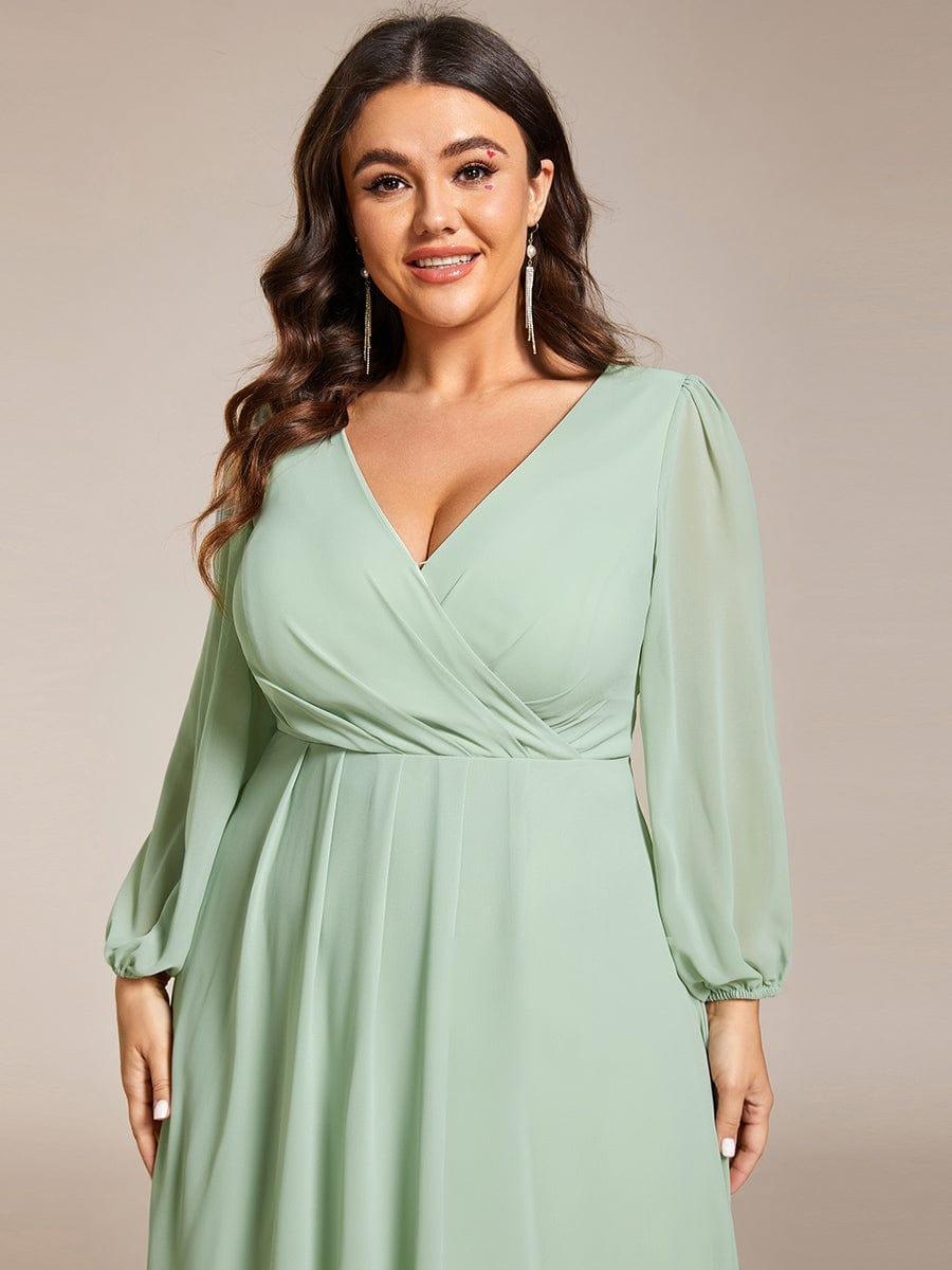 ever BRIAR|Elegant 3/4 Sleeve V-Neck High Low Chiffon Wedding Guest Dress