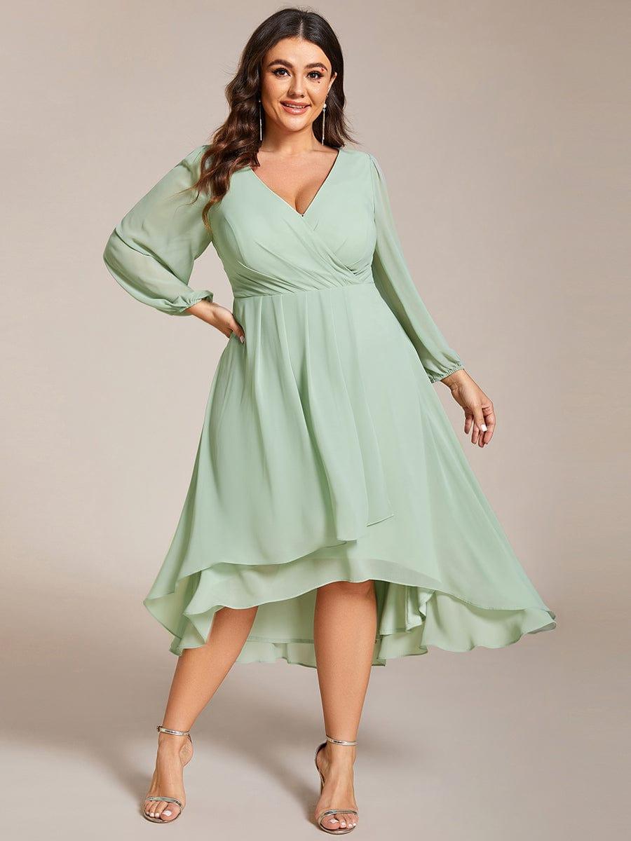 ever BRIAR|Elegant 3/4 Sleeve V-Neck High Low Chiffon Wedding Guest Dress