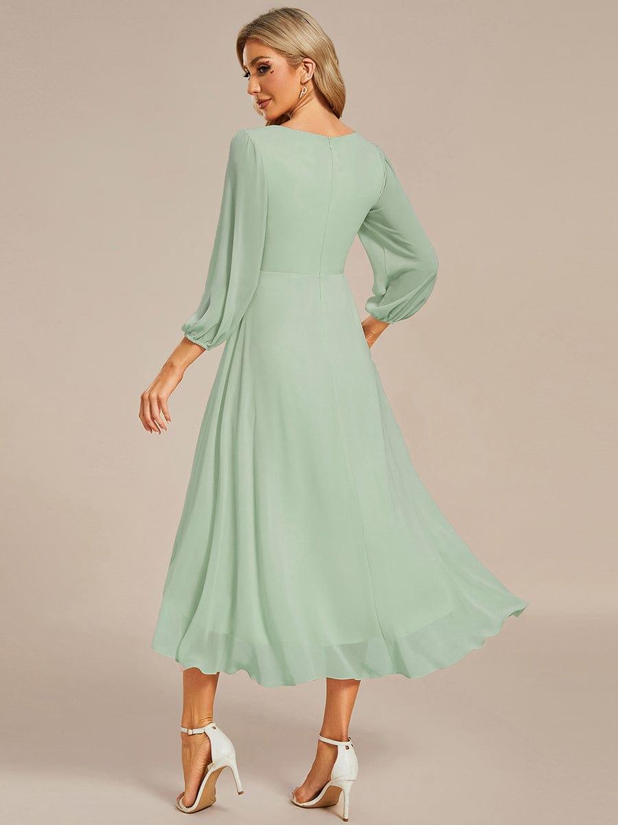 ever BRIAR|Elegant 3/4 Sleeve V-Neck High Low Chiffon Wedding Guest Dress