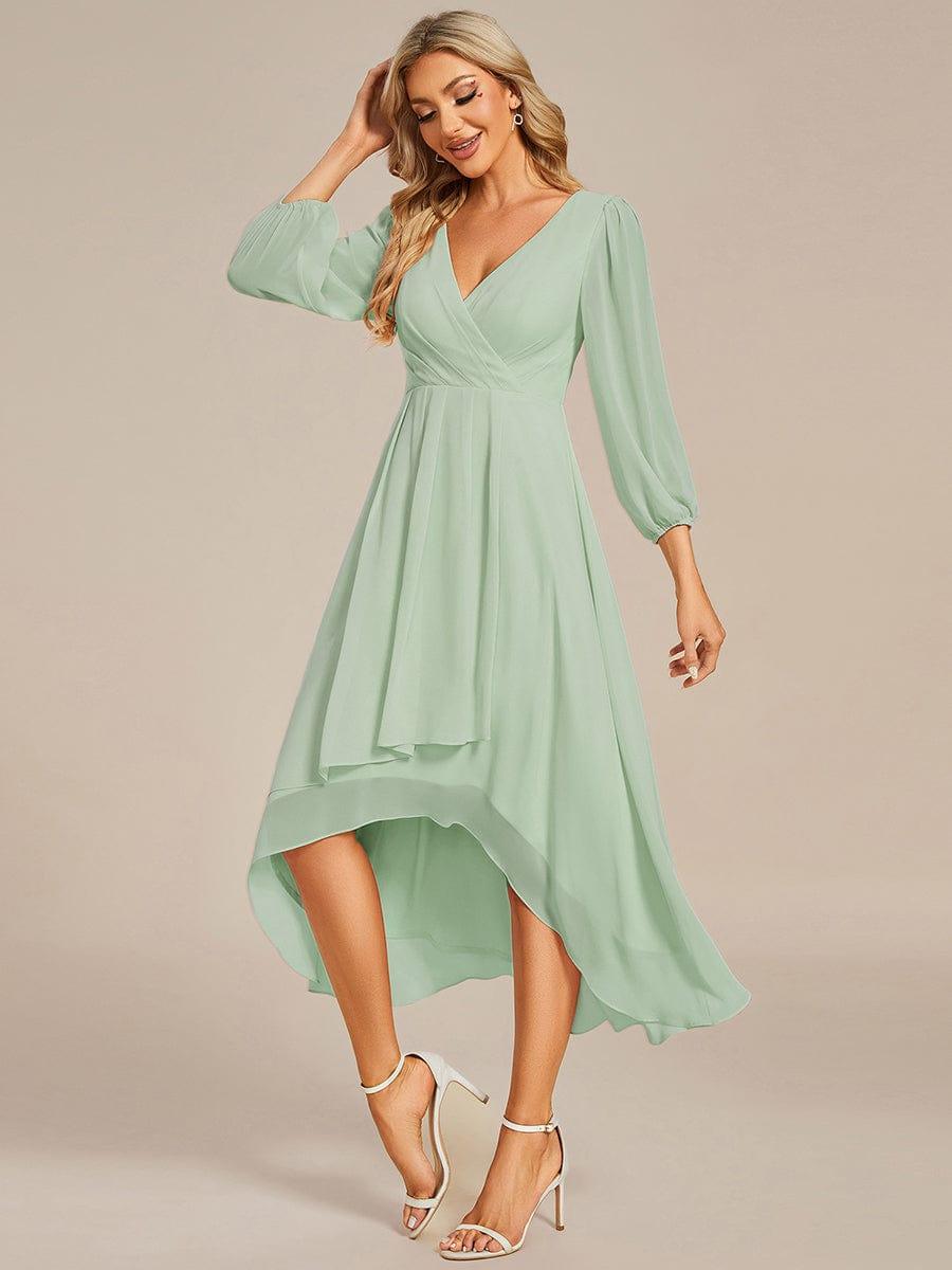 ever BRIAR|Elegant 3/4 Sleeve V-Neck High Low Chiffon Wedding Guest Dress