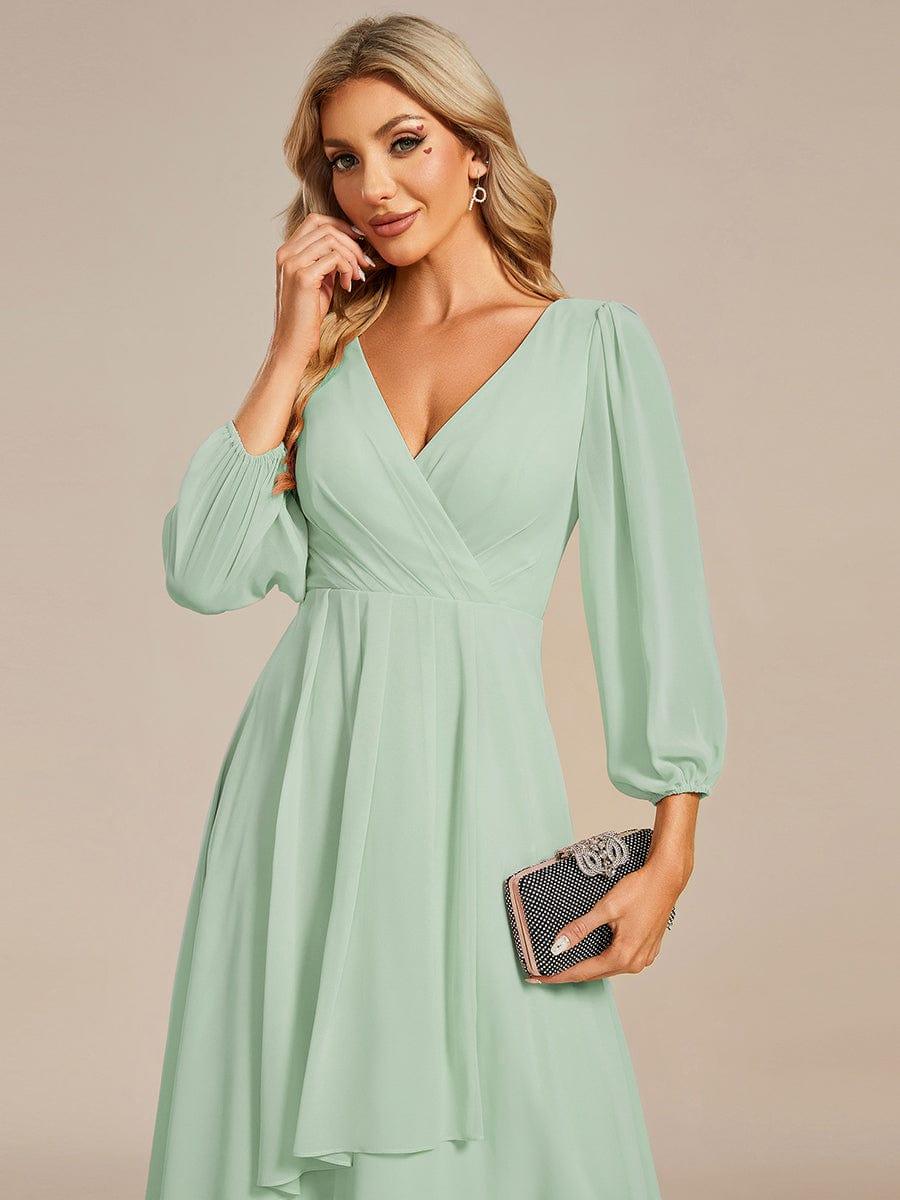 ever BRIAR|Elegant 3/4 Sleeve V-Neck High Low Chiffon Wedding Guest Dress
