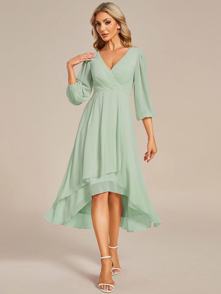 ever BRIAR|Elegant 3/4 Sleeve V-Neck High Low Chiffon Wedding Guest Dress