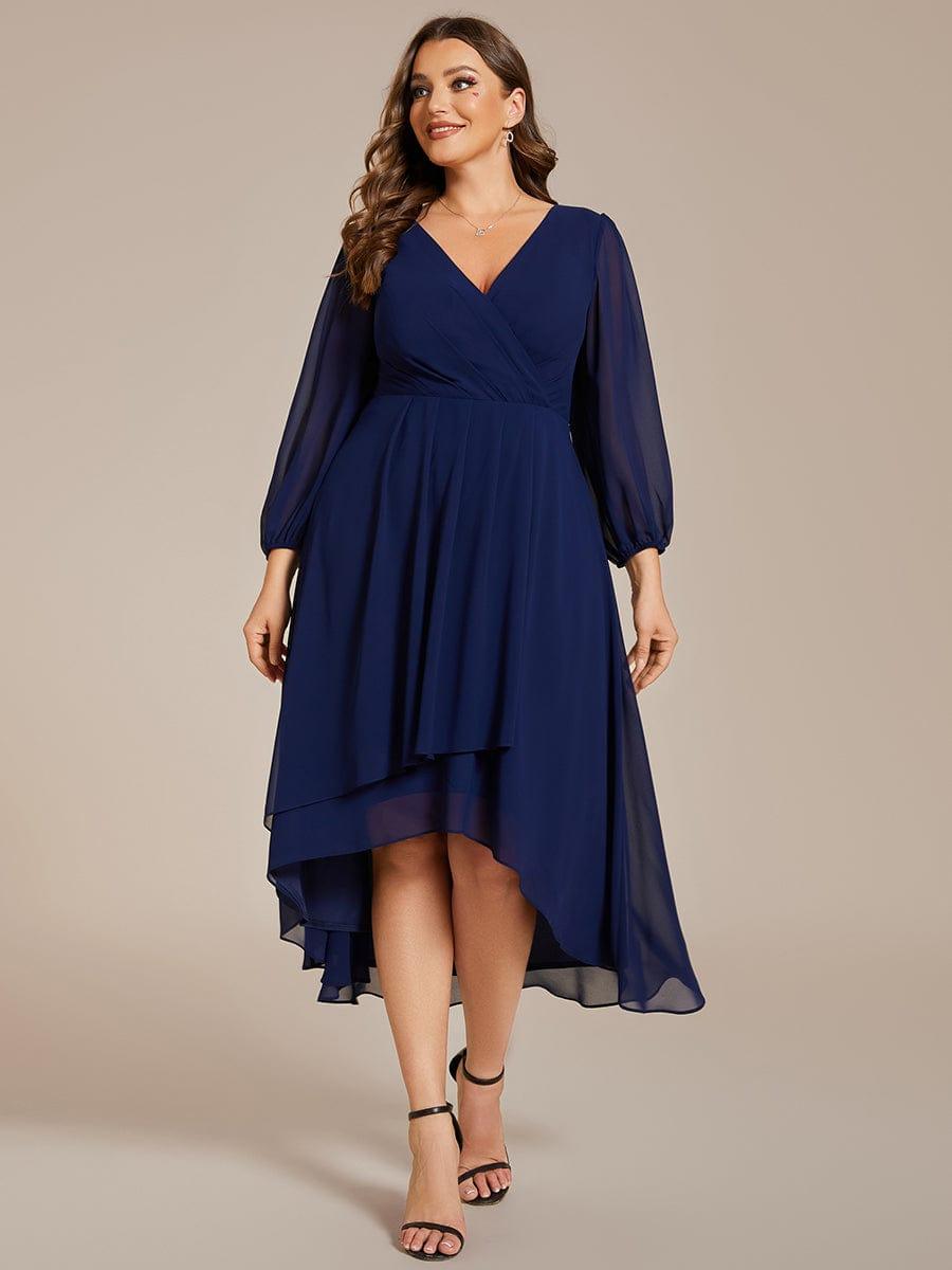 ever BRIAR|Elegant 3/4 Sleeve V-Neck High Low Chiffon Wedding Guest Dress
