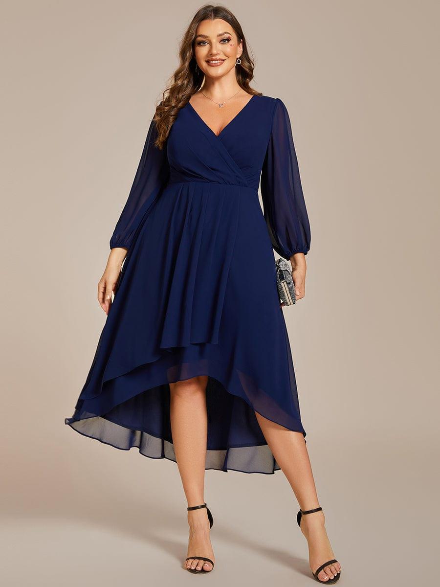 ever BRIAR|Elegant 3/4 Sleeve V-Neck High Low Chiffon Wedding Guest Dress