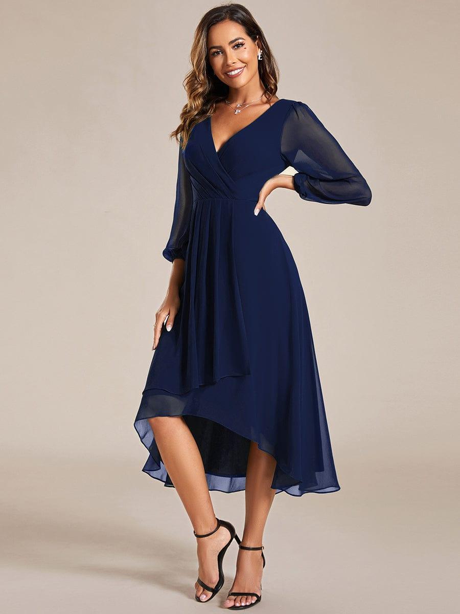 ever BRIAR|Elegant 3/4 Sleeve V-Neck High Low Chiffon Wedding Guest Dress
