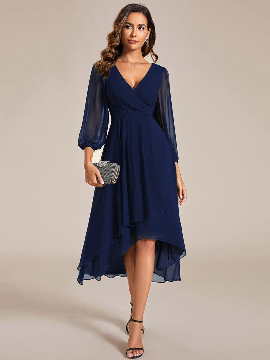 ever BRIAR|Elegant 3/4 Sleeve V-Neck High Low Chiffon Wedding Guest Dress