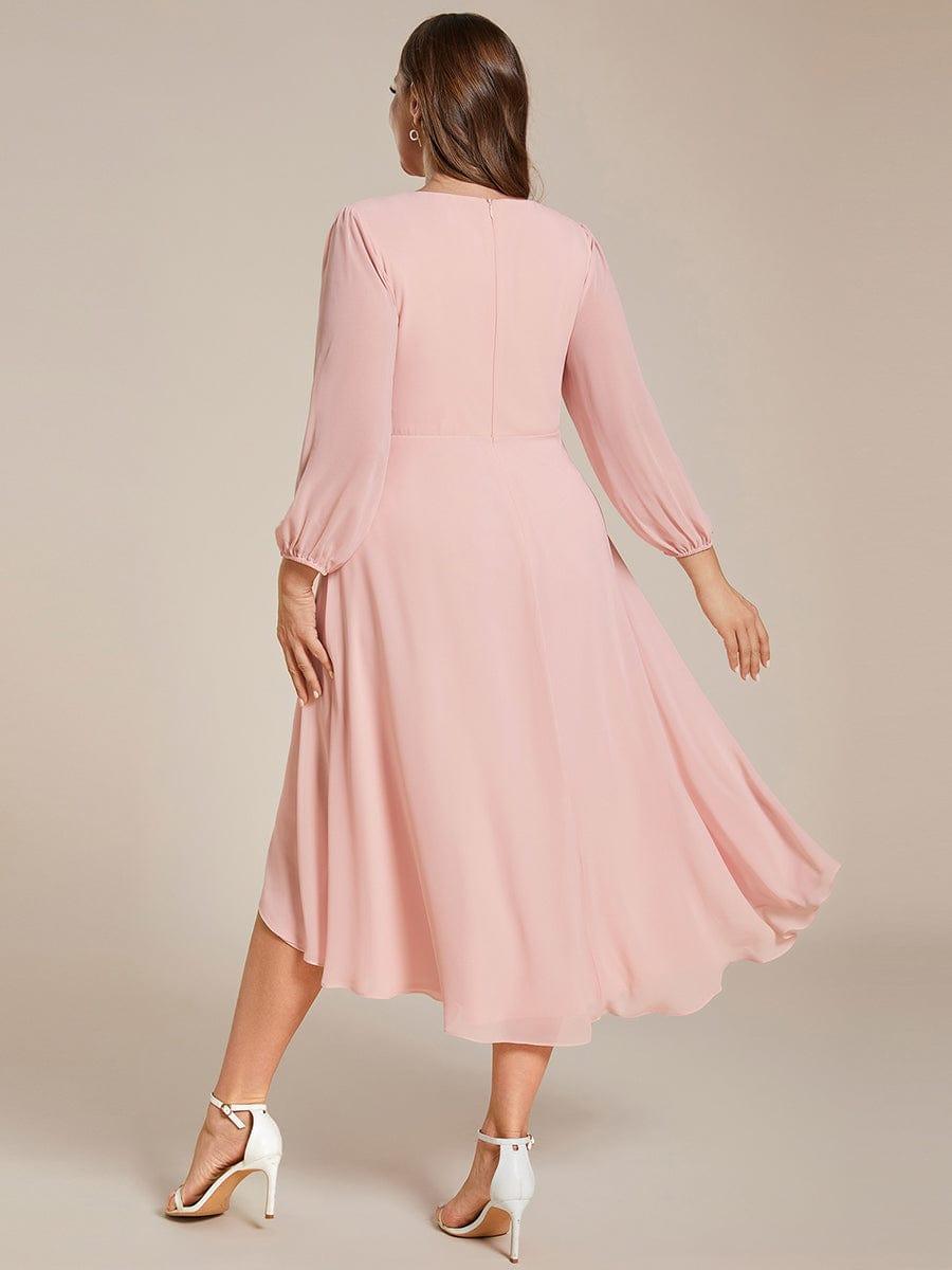 ever BRIAR|Elegant 3/4 Sleeve V-Neck High Low Chiffon Wedding Guest Dress