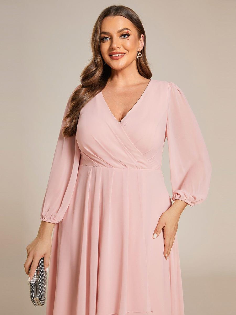 ever BRIAR|Elegant 3/4 Sleeve V-Neck High Low Chiffon Wedding Guest Dress