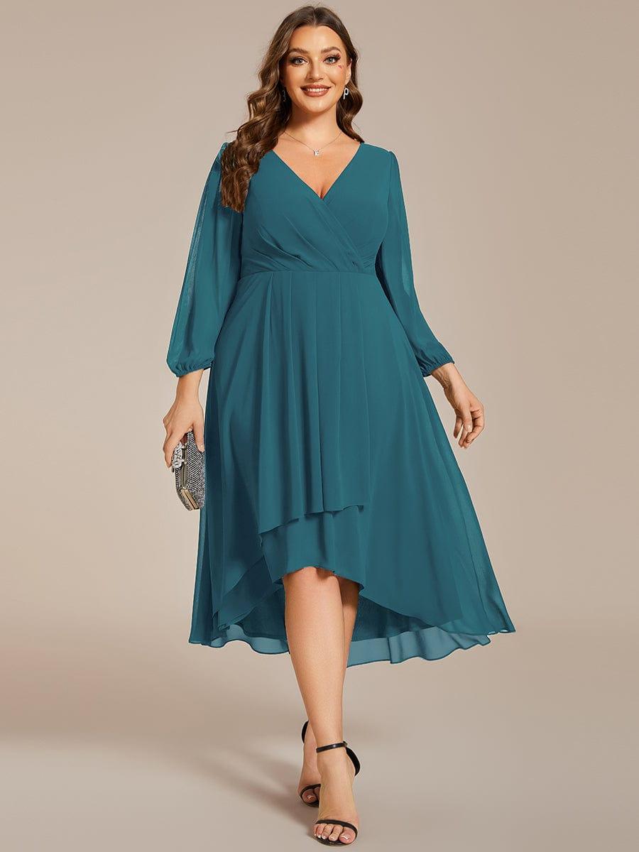 ever BRIAR|Elegant 3/4 Sleeve V-Neck High Low Chiffon Wedding Guest Dress