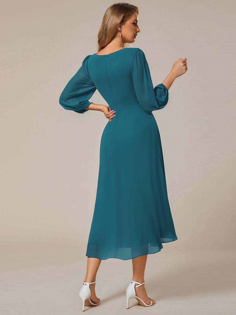 ever BRIAR|Elegant 3/4 Sleeve V-Neck High Low Chiffon Wedding Guest Dress