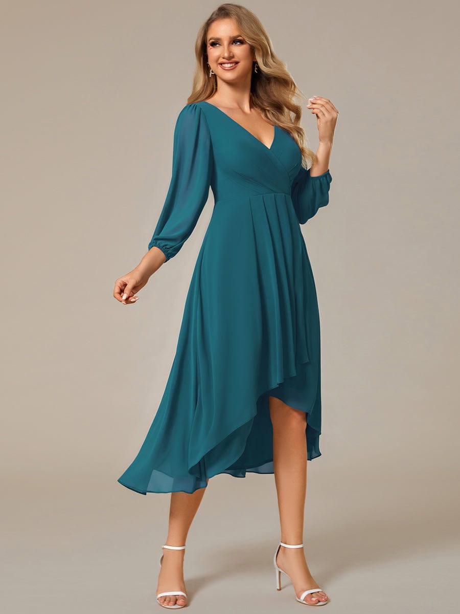 ever BRIAR|Elegant 3/4 Sleeve V-Neck High Low Chiffon Wedding Guest Dress