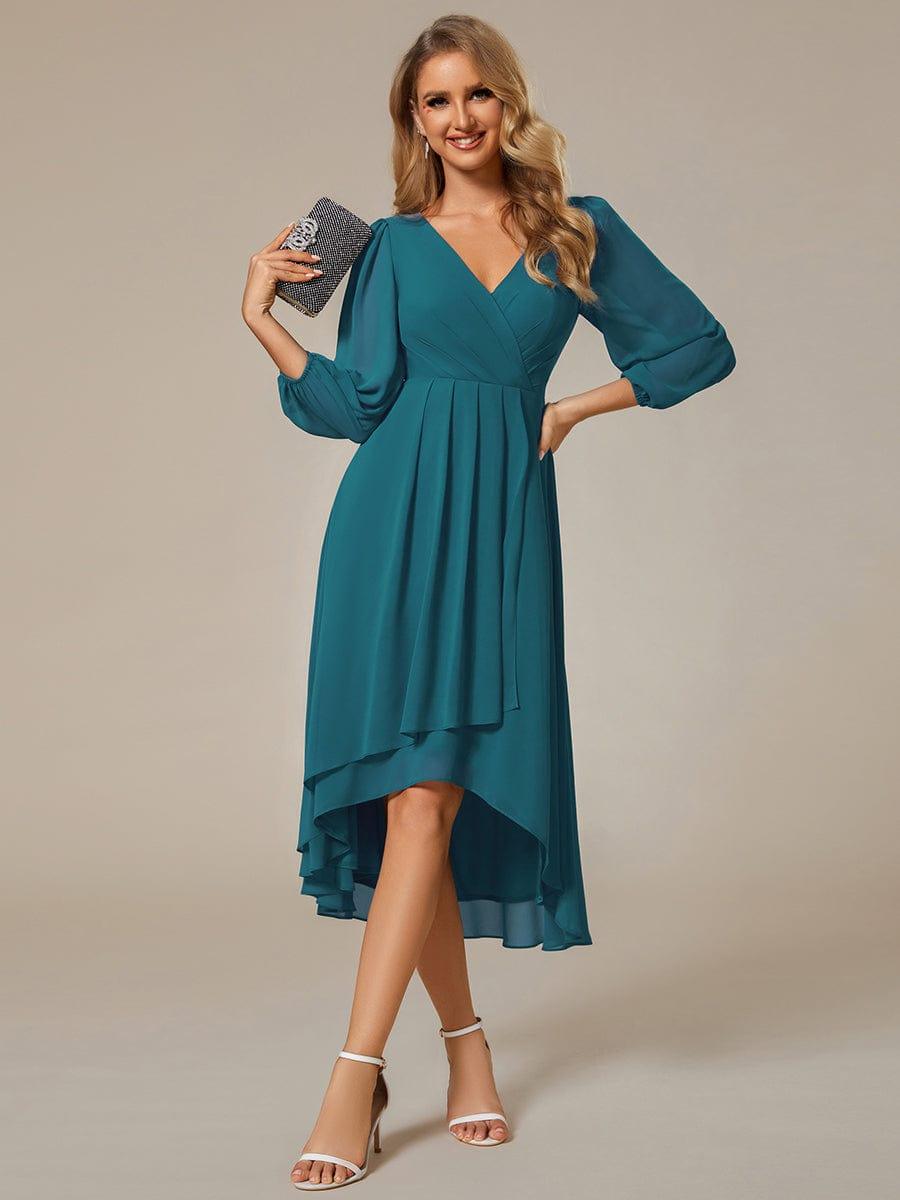 ever BRIAR|Elegant 3/4 Sleeve V-Neck High Low Chiffon Wedding Guest Dress