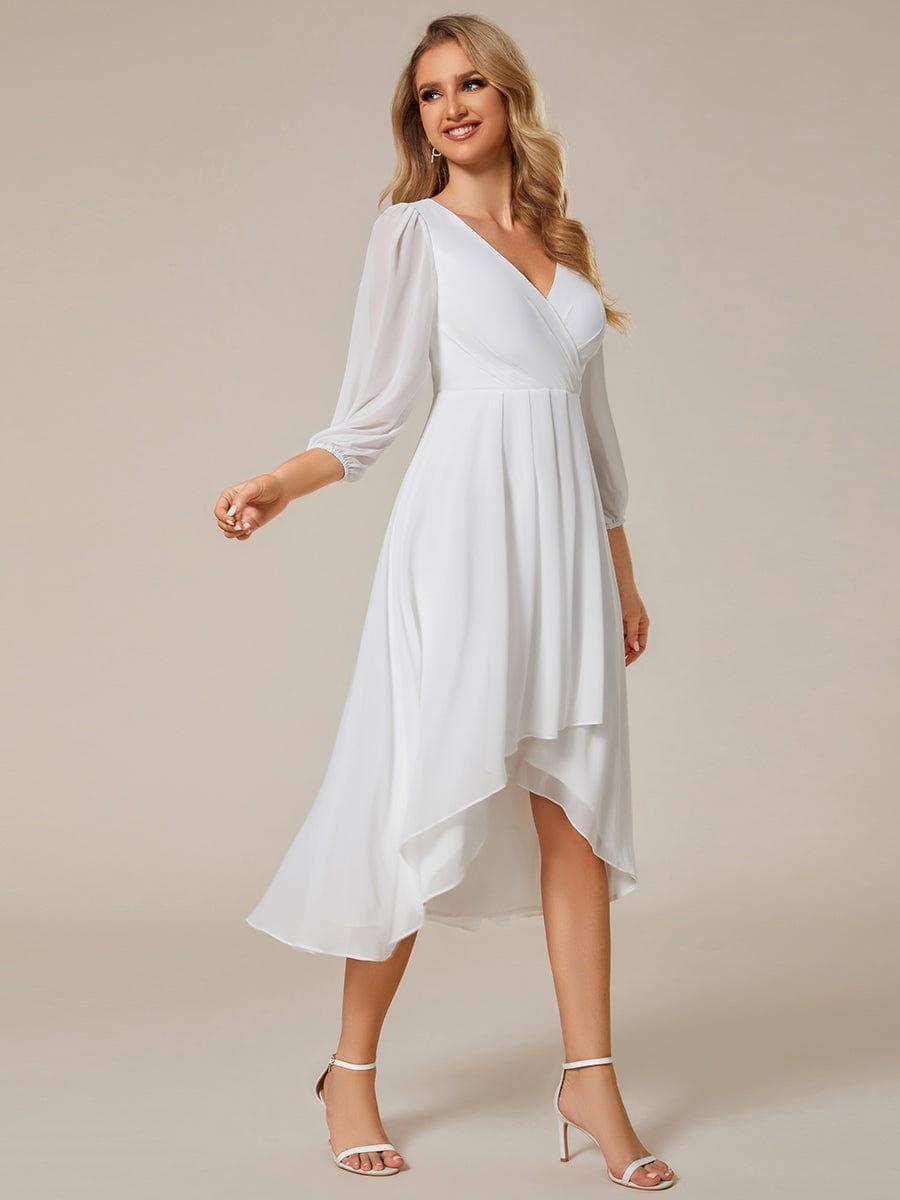 ever BRIAR|Elegant 3/4 Sleeve V-Neck High Low Chiffon Wedding Guest Dress