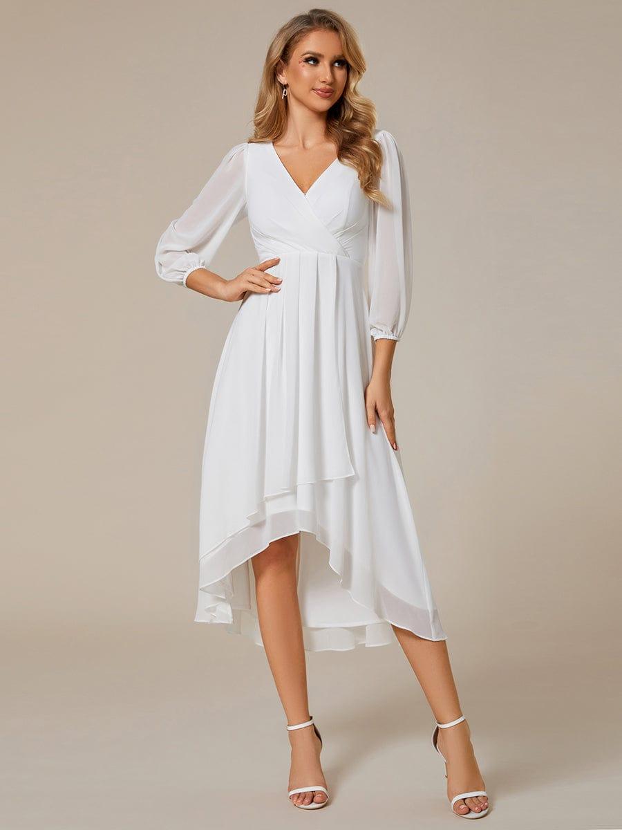 ever BRIAR|Elegant 3/4 Sleeve V-Neck High Low Chiffon Wedding Guest Dress