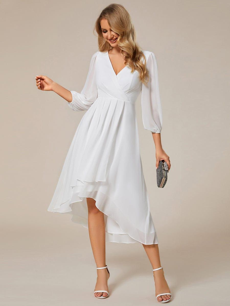 ever BRIAR|Elegant 3/4 Sleeve V-Neck High Low Chiffon Wedding Guest Dress