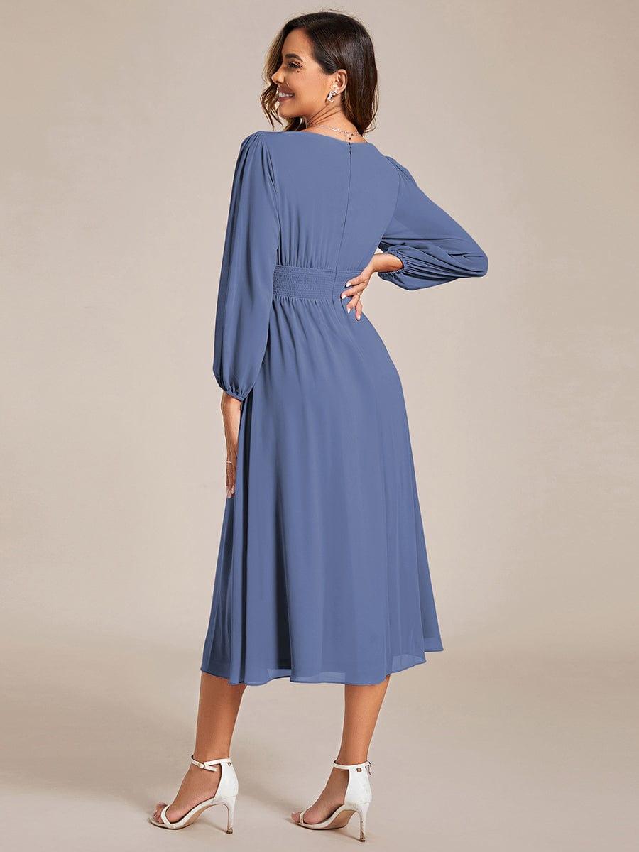 ever AMARA|Elegant V Neck Long Sleeves Midi Wedding Guest Dress(Final Sale)