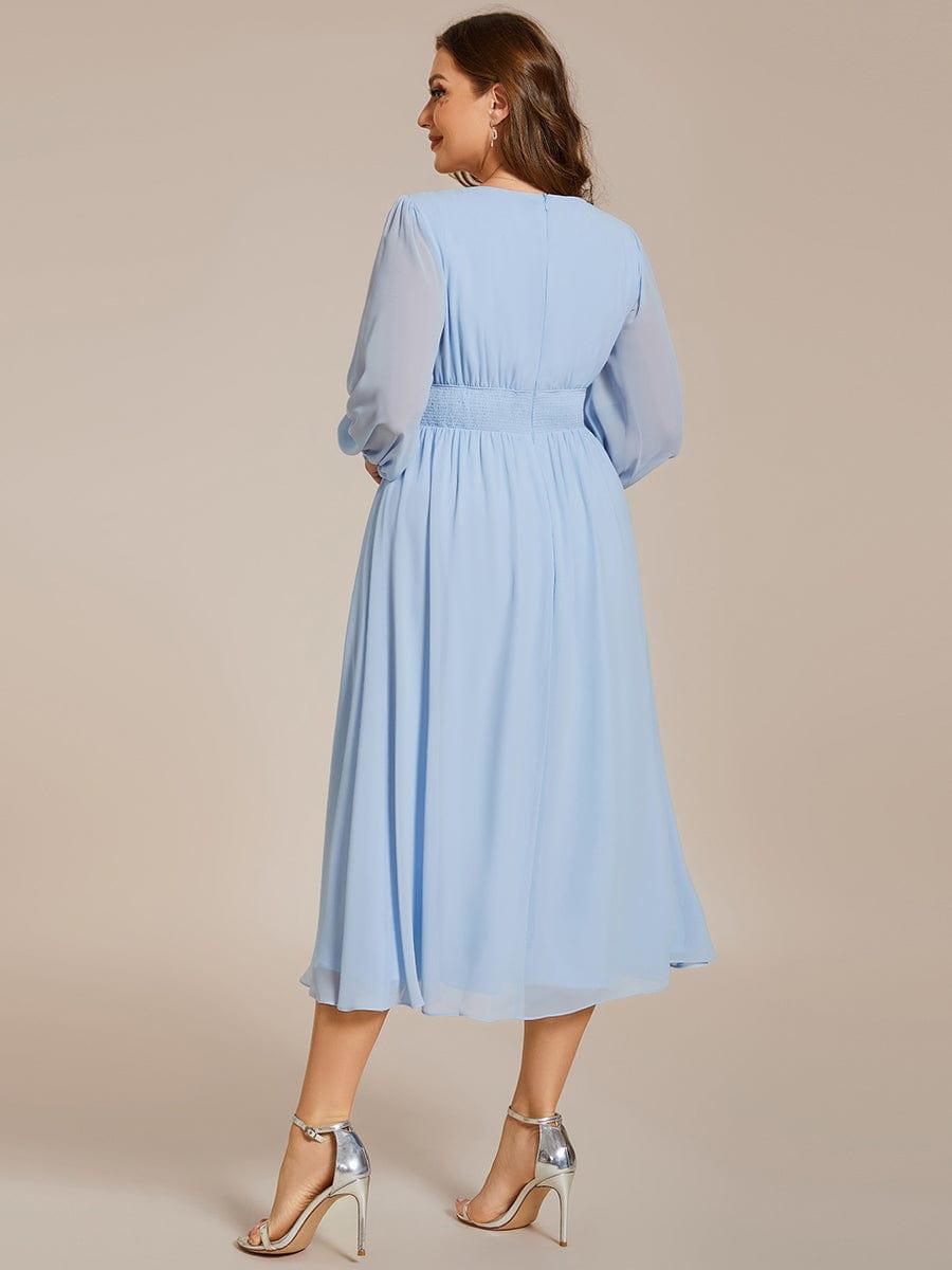 ever AMARA|Elegant V Neck Long Sleeves Midi Wedding Guest Dress(Final Sale)