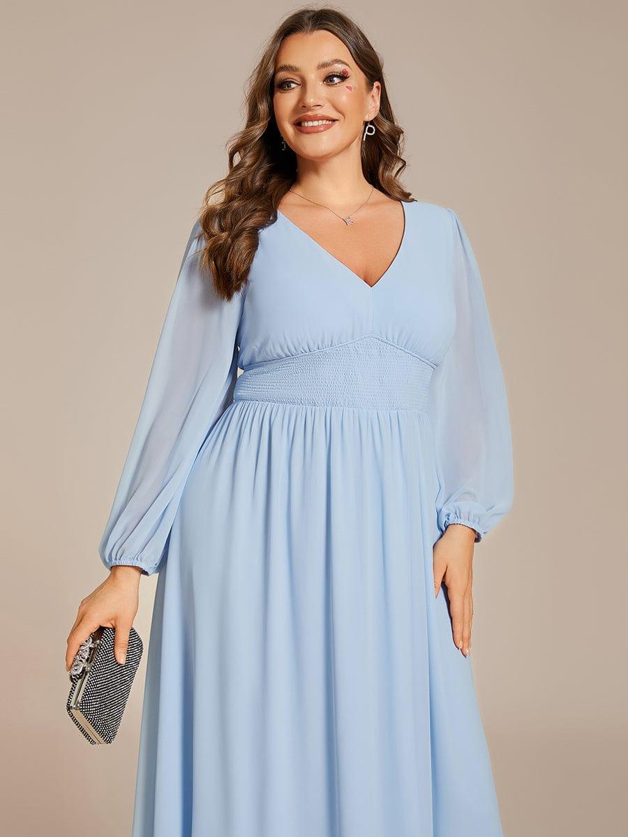 ever AMARA|Elegant V Neck Long Sleeves Midi Wedding Guest Dress(Final Sale)