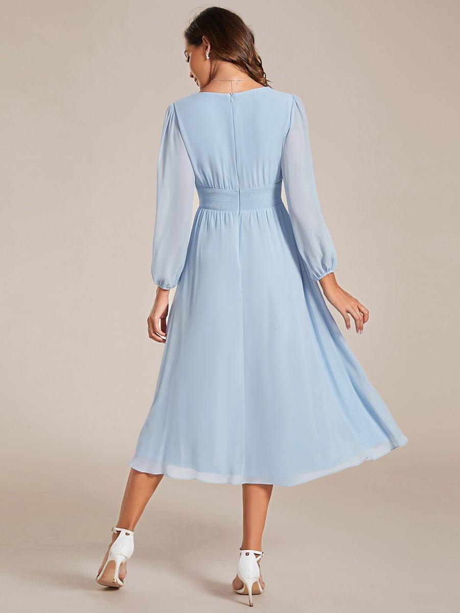 ever AMARA|Elegant V Neck Long Sleeves Midi Wedding Guest Dress(Final Sale)