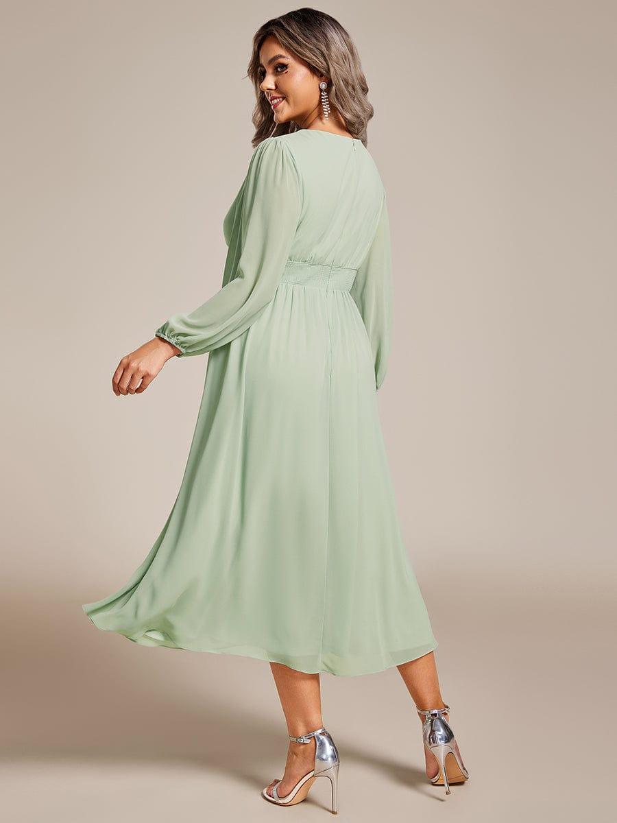 ever AMARA|Elegant V Neck Long Sleeves Midi Wedding Guest Dress(Final Sale)