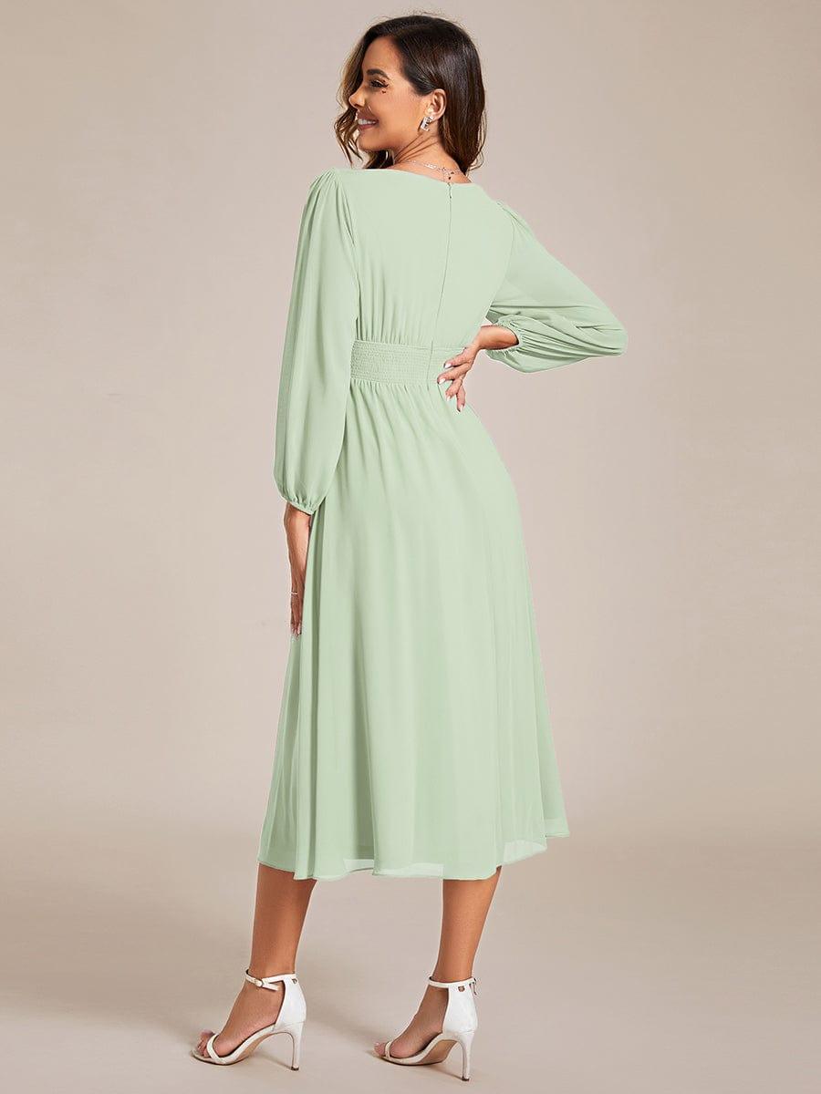 ever AMARA|Elegant V Neck Long Sleeves Midi Wedding Guest Dress(Final Sale)
