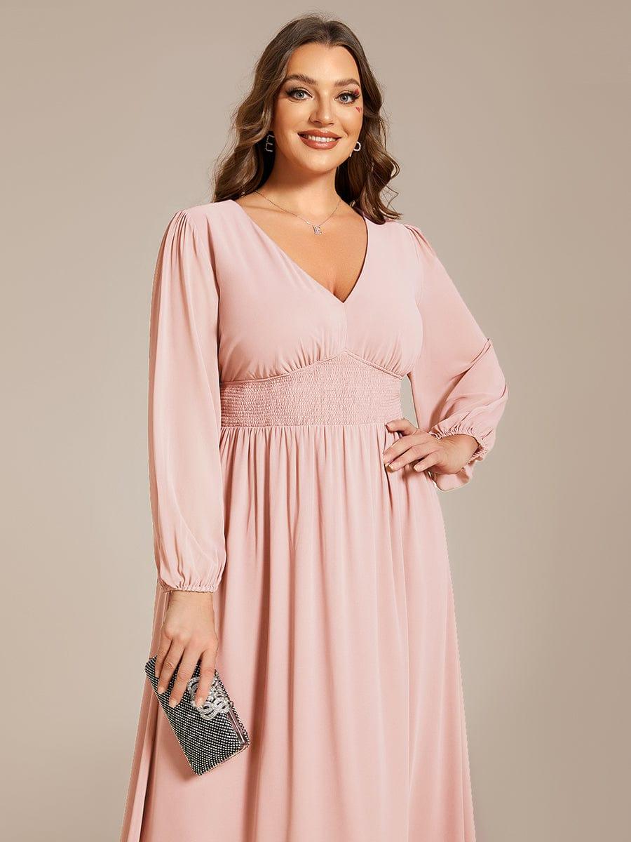 ever AMARA|Elegant V Neck Long Sleeves Midi Wedding Guest Dress(Final Sale)