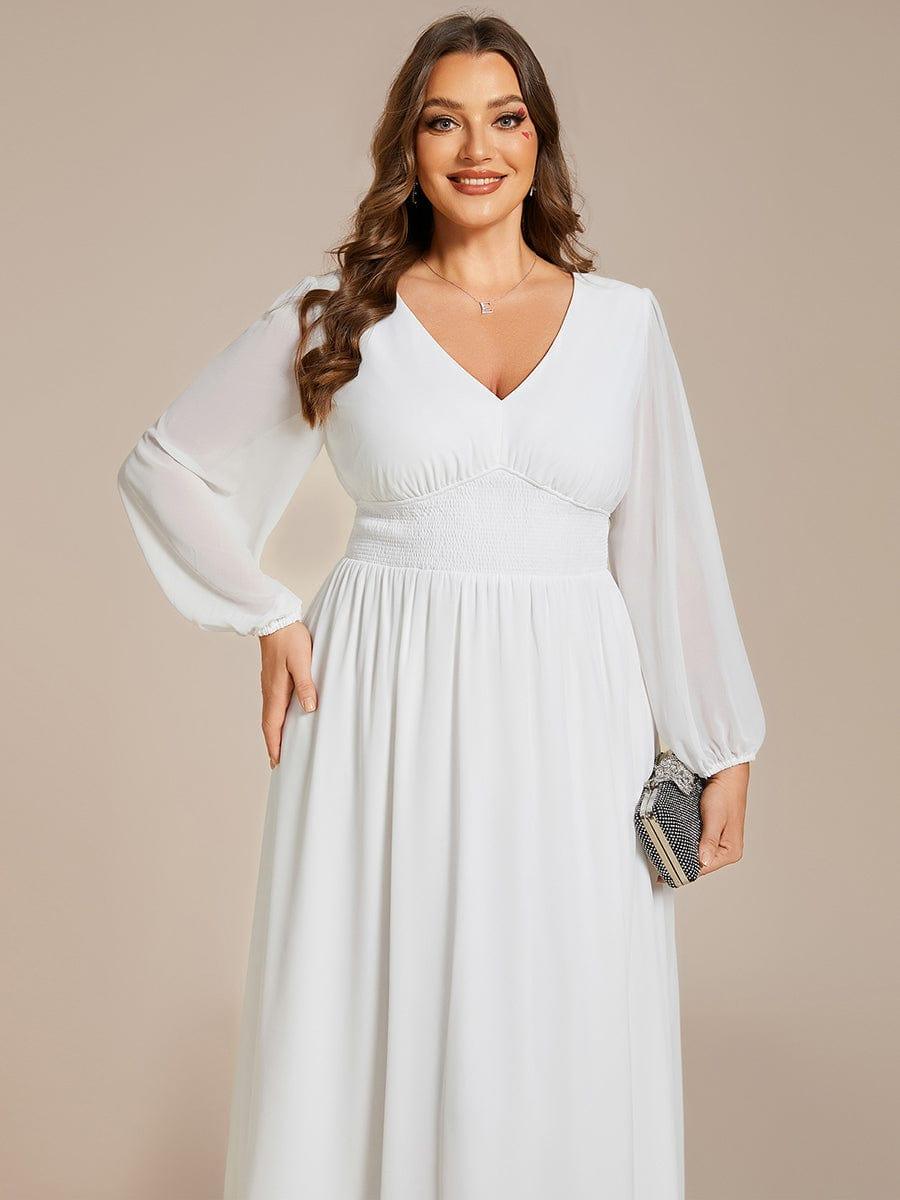 ever AMARA|Elegant V Neck Long Sleeves Midi Wedding Guest Dress(Final Sale)