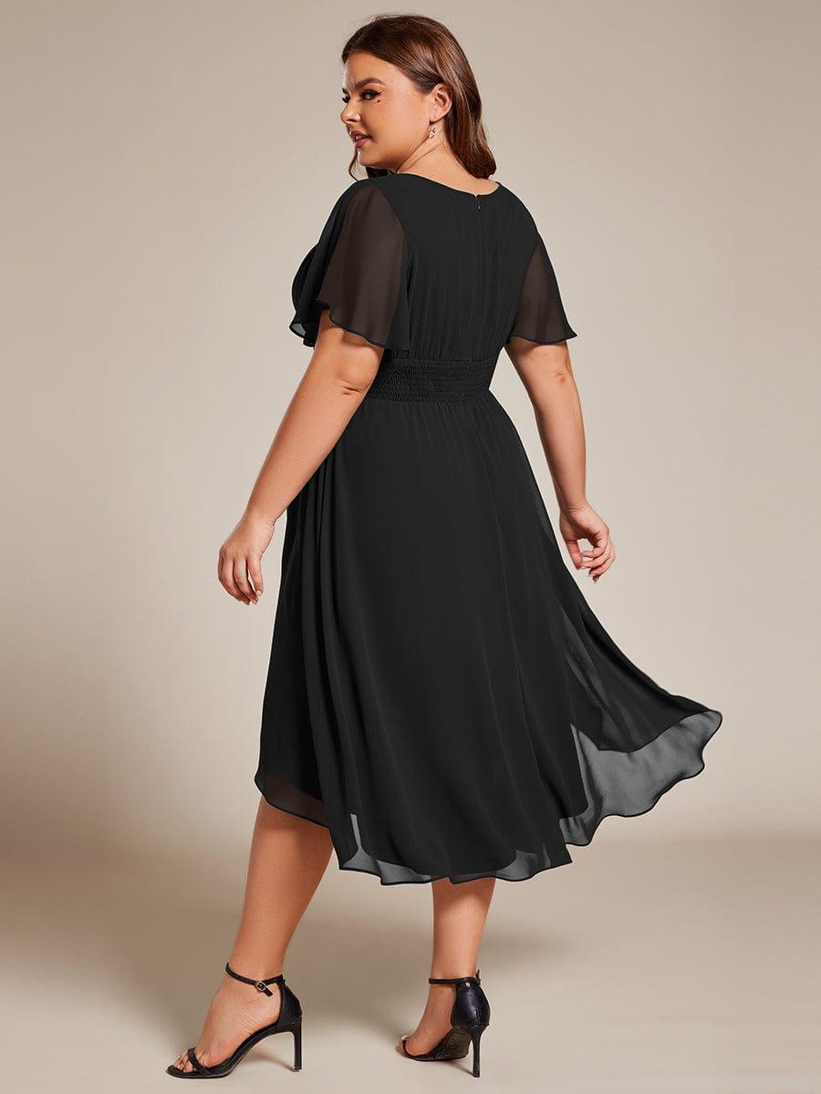 ever EDEN|Flowy Chiffon Round Neckline A-Line Knee Length Wedding Guest Dress
