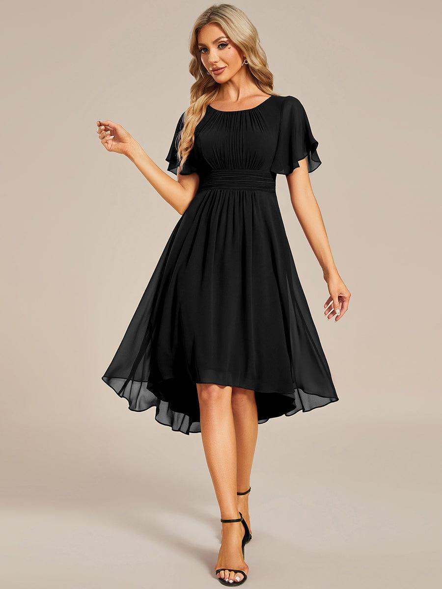 ever EDEN|Flowy Chiffon Round Neckline A-Line Knee Length Wedding Guest Dress