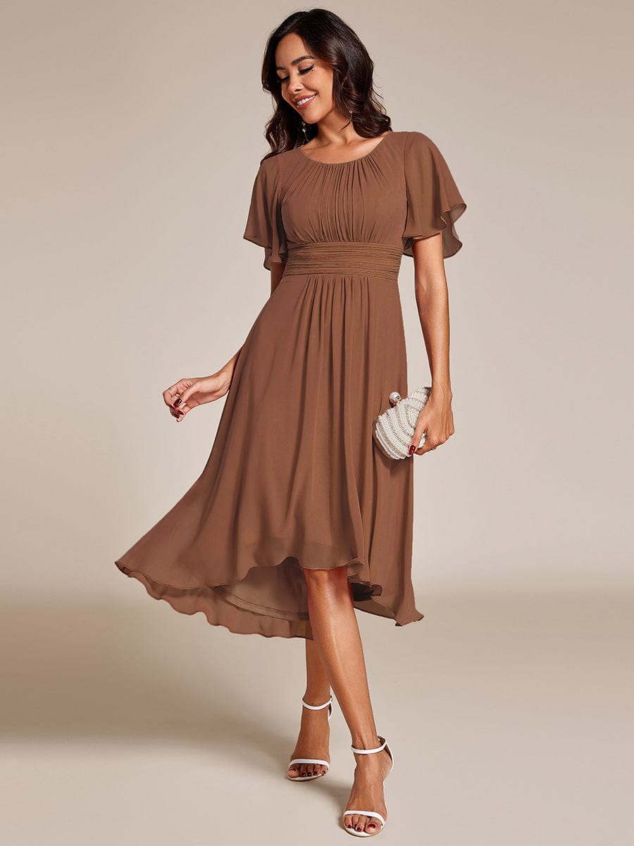 ever EDEN|Flowy Chiffon Round Neckline A-Line Knee Length Wedding Guest Dress